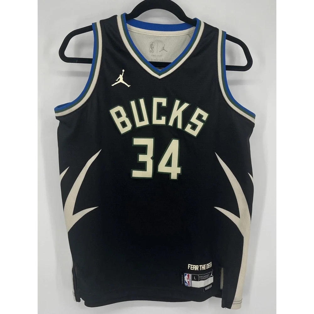 Milwaukee Bucks Jordan Giannis Antetokounmpo #34 Basketball Jersey Boys Large